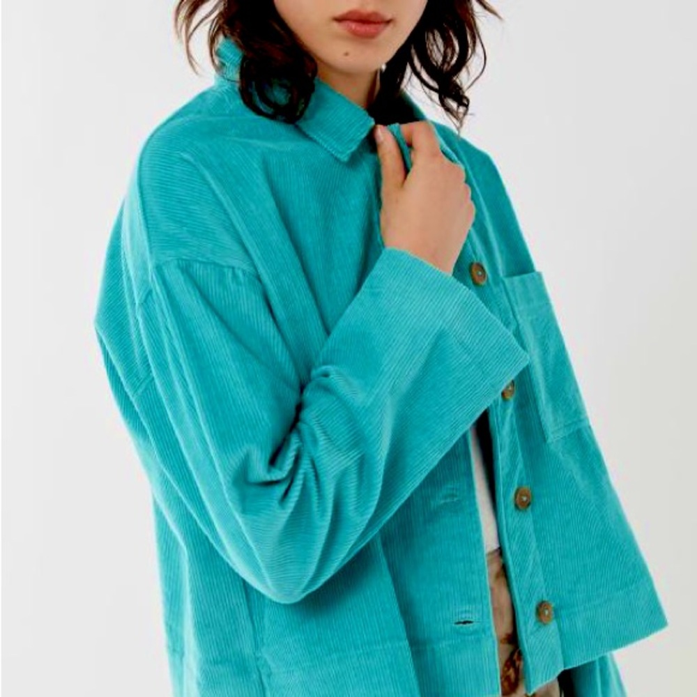 Urban Outfitters Teal Corduroy Cropped Jacket